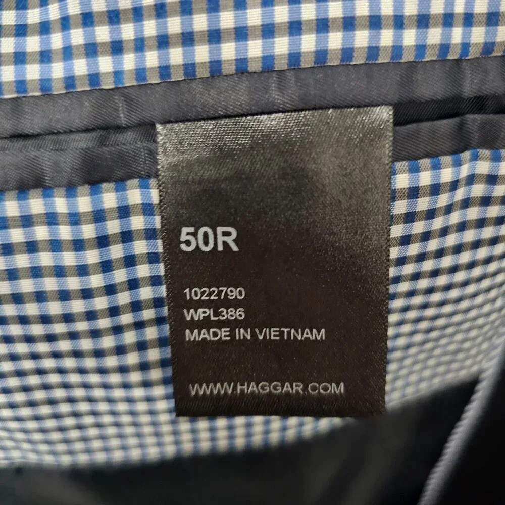 Haggar 50R Navy Solid 2-Button Sport Coat Blazer Jacket T659